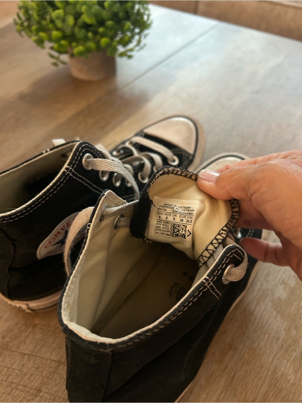 Converse Black High Top Canvas Sneakers with White Accents - Picture 4 of 5
